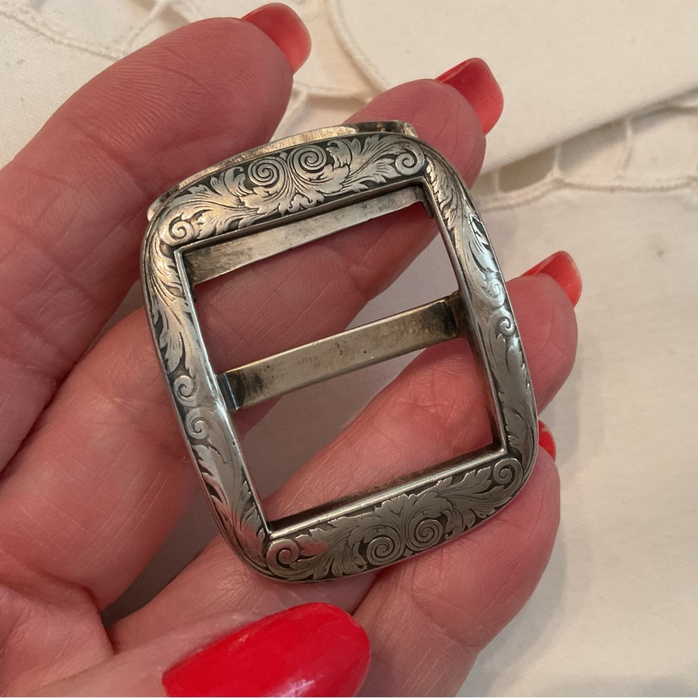 ANTIQUE WILLIAM KERR SIGNED STERLING ART NOUVEAU DESIGN BELT BUCKLE #5188 - Picture 3 of 10